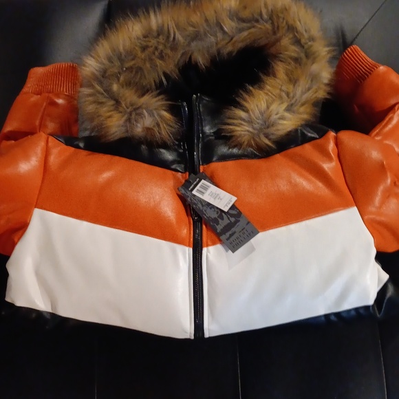 Robert Phillipe.. men's puffer coat.. size xl mens.. orange/blk/wht.. brand new! - Picture 9 of 10